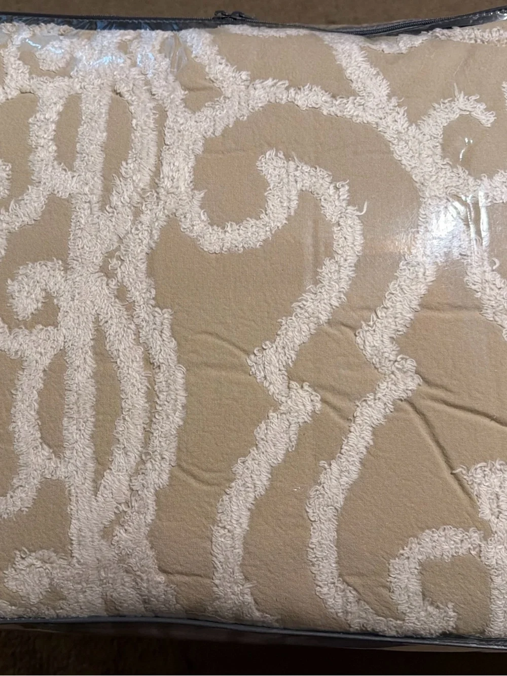 Discontinued Madison Park Tan and Cream Medallion Scroll Tufted Comforter Set